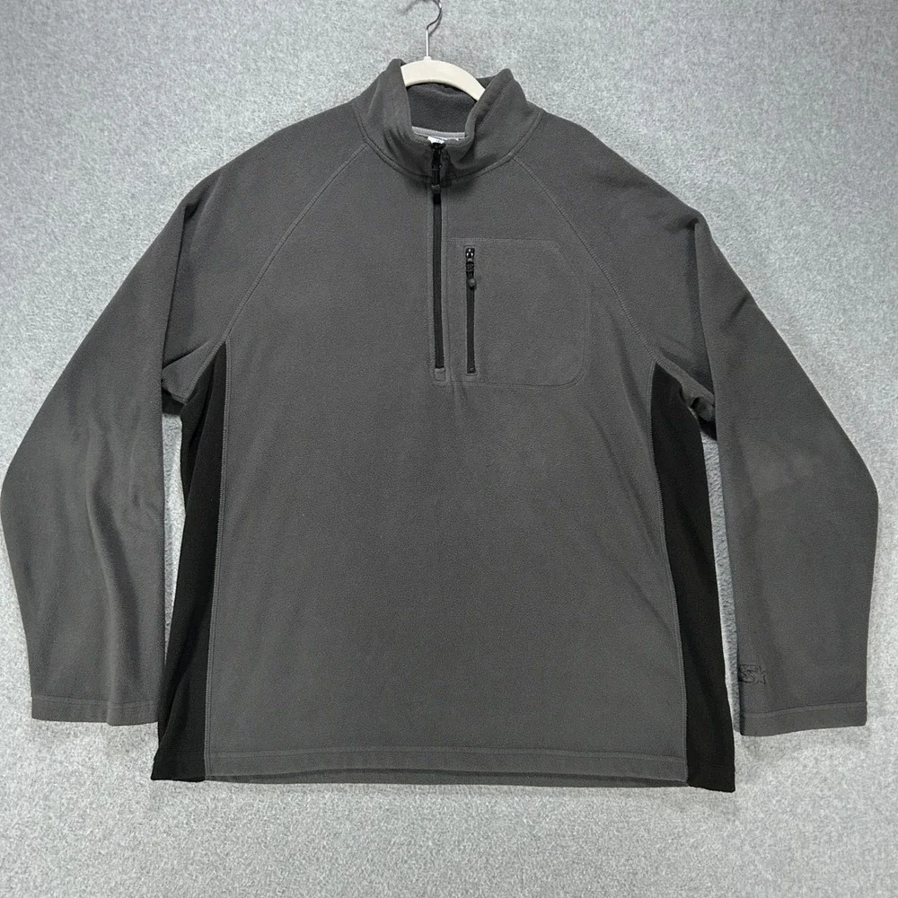 Starter Pullover Quarter Zip Mens L Grey Black Fleece streetwear